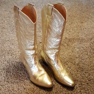 Vintage gold leather cowboy boots